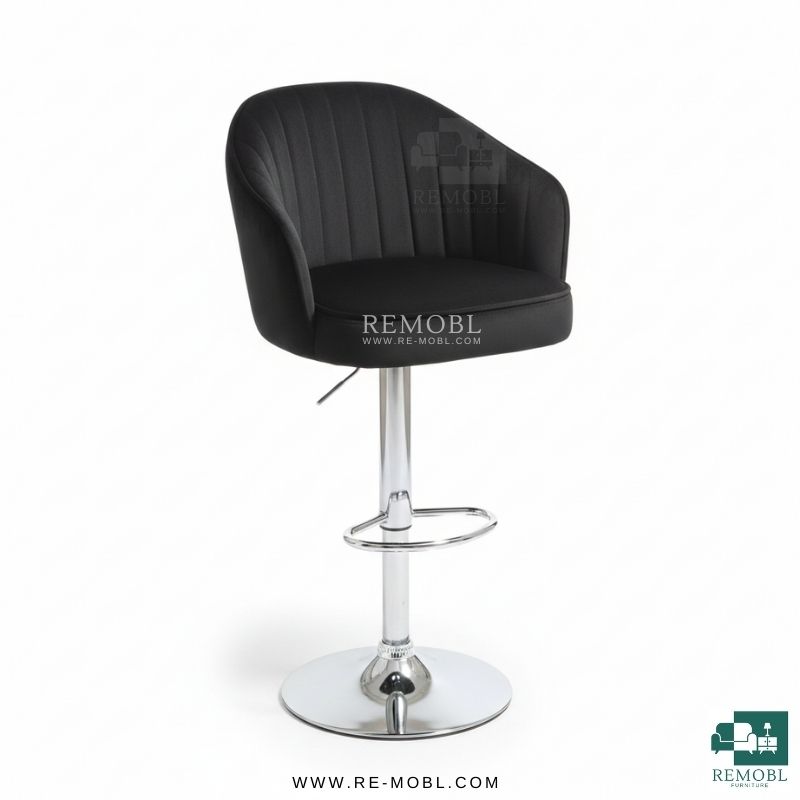 صندلی اپن و کانتر مدل ملینا با پایه ساده آبکاری استیل و پارچه دیاموند مشکی – مناسب اپن و کانتر | مدل ملینا