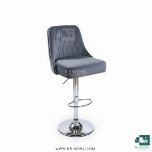 صندلی اپن و کانتر مدل پشت دوبل با پایه ساده آبکاری استیل و پارچه دیاموند رنگ طوسی – مناسب اپن و کانتر | مدل پشت دوبل